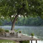 "On the dock, weathered teak furniture provides a place to take in the view of the North Little Rock lake."